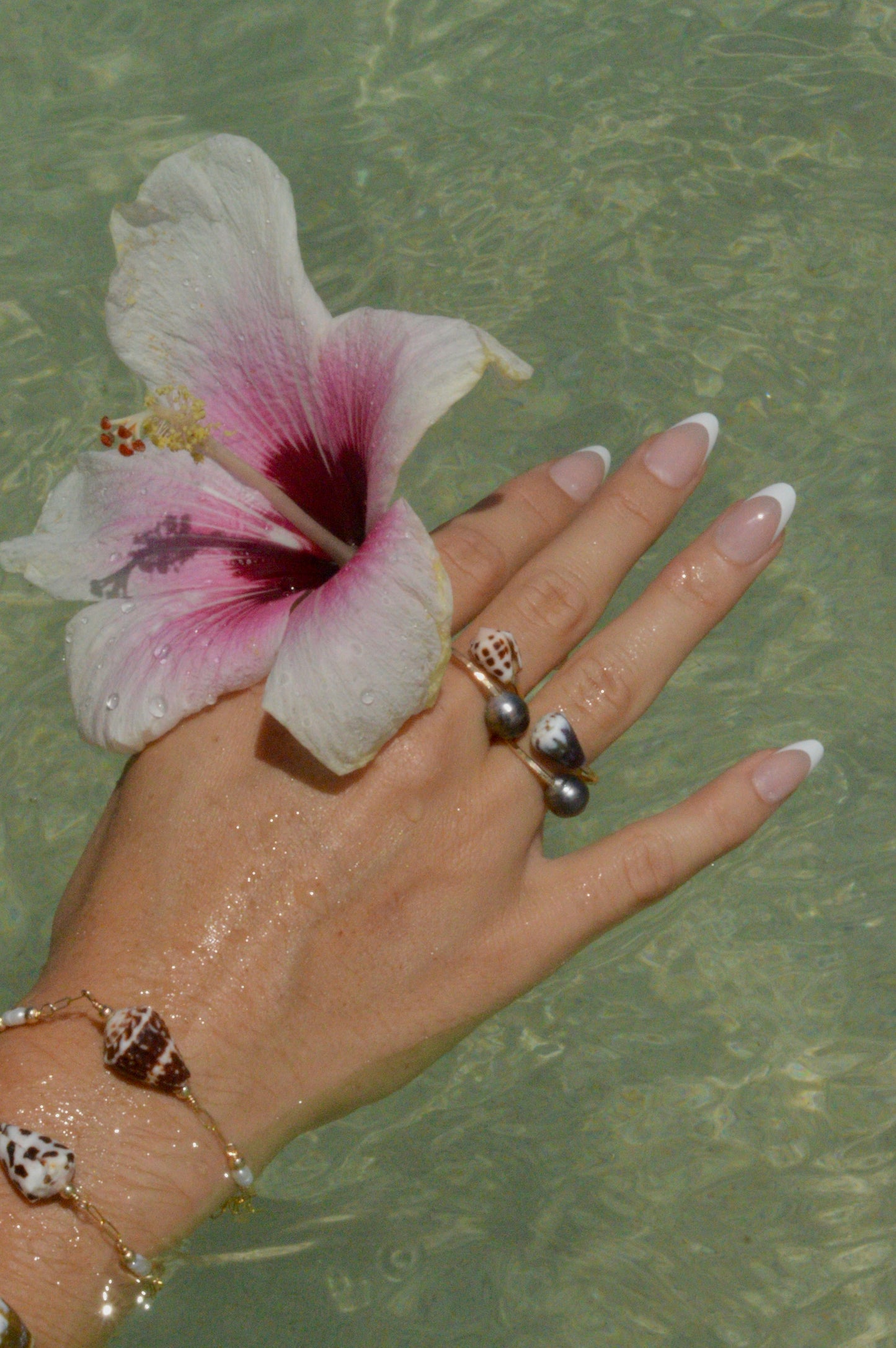Tahitian Pearl and Shell Ring