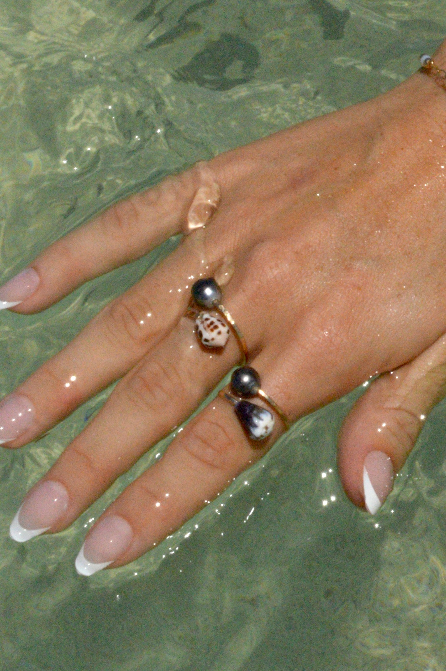 Tahitian Pearl and Shell Ring